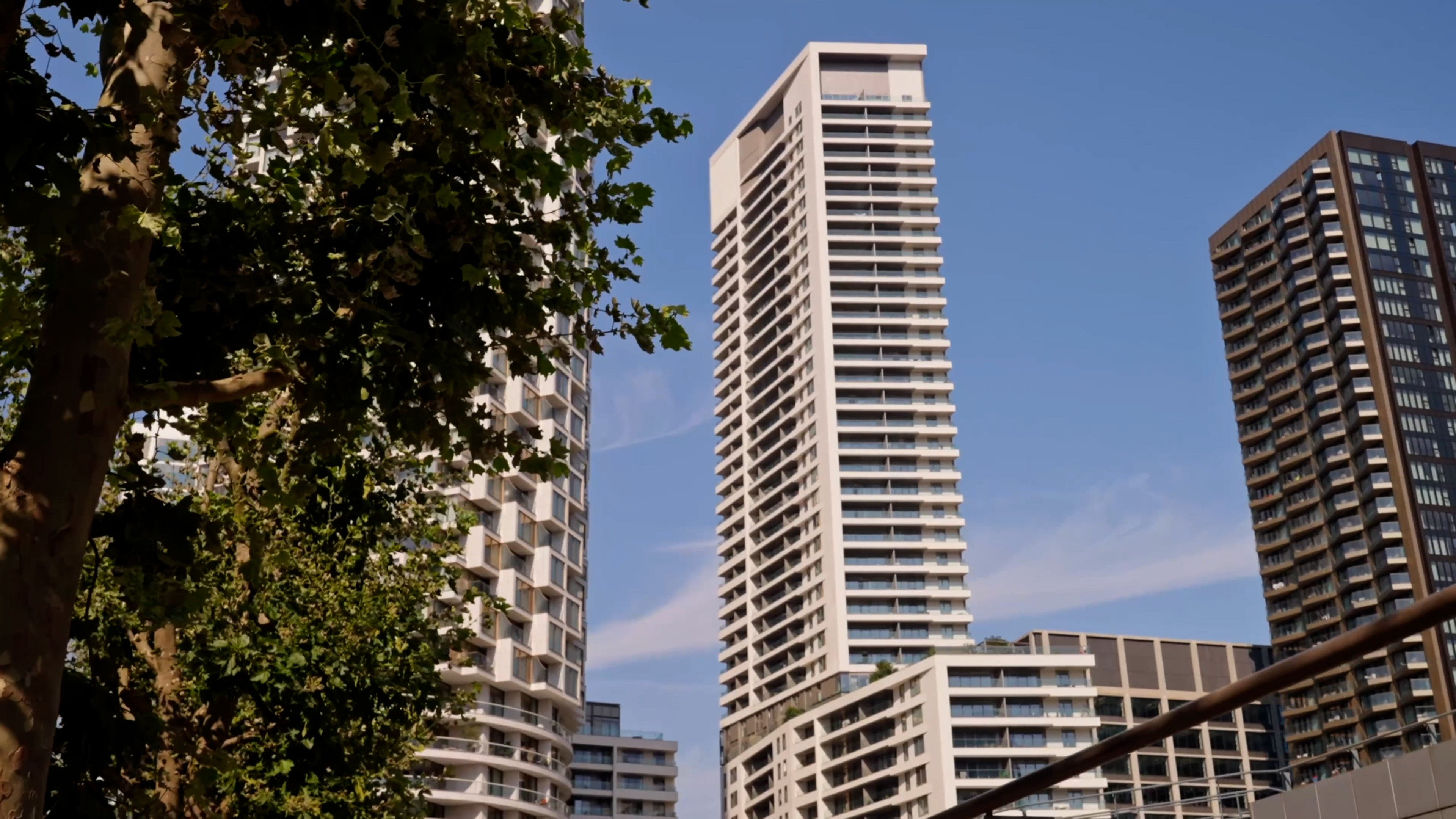 Modern architectural towers and development exteriors